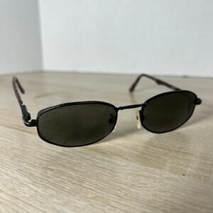 Vintage Maui Jim MJ156-2M Sunglasses Black Brown Oval Frames Metal Italy READ